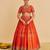 orange embroidered silk lehenga set