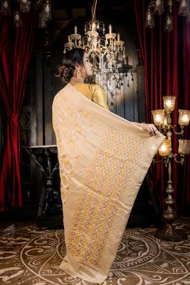 ivory woven georgette zari woven all seasons sarees 4