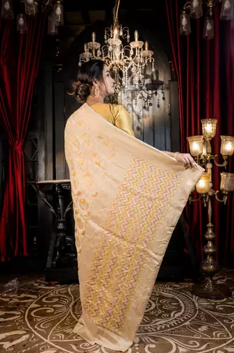 ivory woven georgette zari woven all seasons sarees
