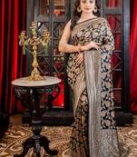 black woven georgette saree