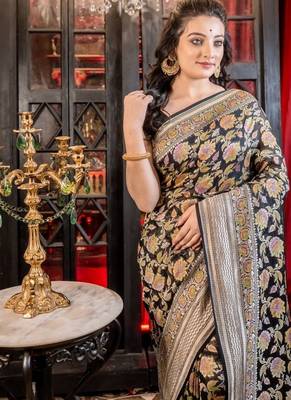 black woven georgette zari woven all seasons sarees 2