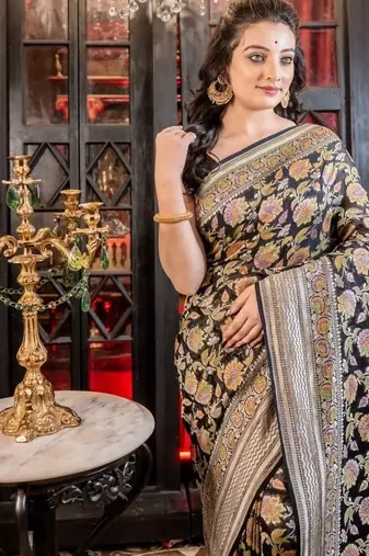 black woven georgette zari woven all seasons sarees