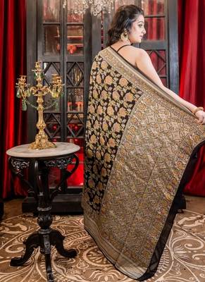 black woven georgette zari woven all seasons sarees 4