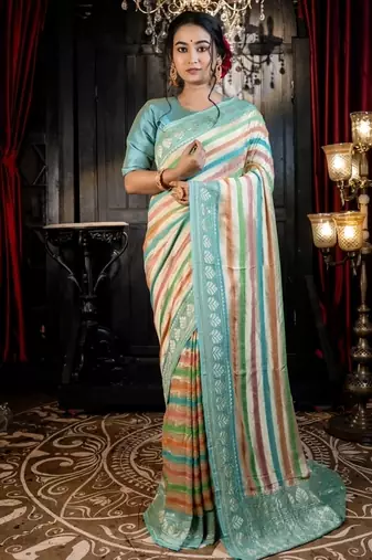 multicolor woven georgette saree