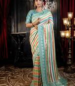 multicolor woven georgette saree