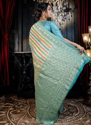 multicolor woven georgette zari woven all seasons sarees 4