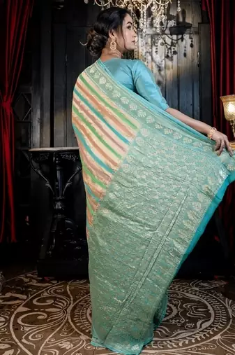 multicolor woven georgette zari woven all seasons sarees