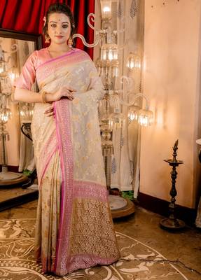 grey woven georgette zari woven all seasons sarees 1