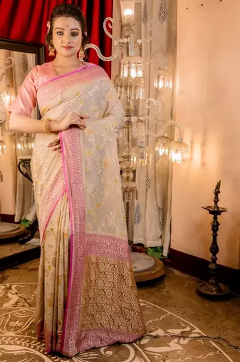 grey woven georgette saree