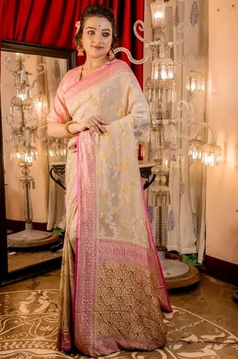 grey woven georgette zari woven all seasons sarees