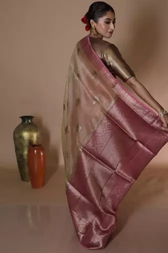 green hand woven silk blend zari woven all seasons sarees