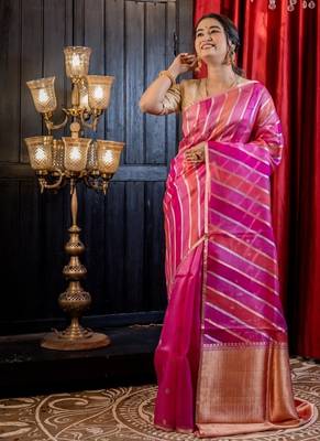 pink hand woven silk blend zari woven all seasons sarees 1
