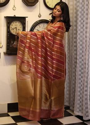 multicolor hand woven silk blend zari woven all seasons sarees 2