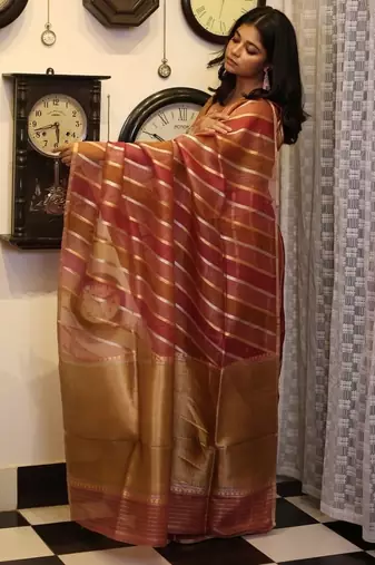 multicolor hand woven silk blend zari woven all seasons sarees