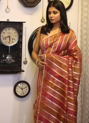 multicolor hand woven silk blend zari woven all seasons sarees 3