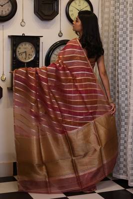 multicolor hand woven silk blend zari woven all seasons sarees 4