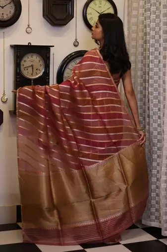 multicolor hand woven silk blend zari woven all seasons sarees