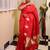red hand woven silk blend saree