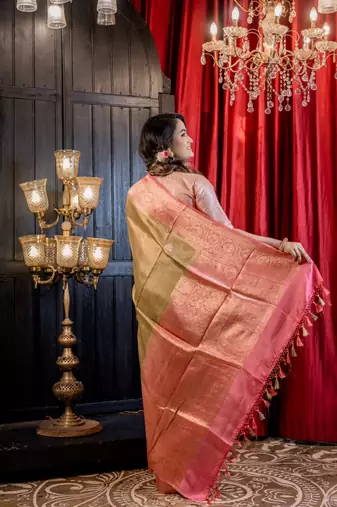 green hand woven silk blend zari woven all seasons sarees