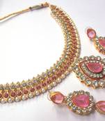 Pink pearl dulhan necklace set