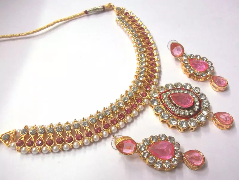 Pink pearl dulhan necklace set