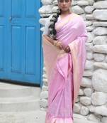 mauve hand woven katan silk blend saree