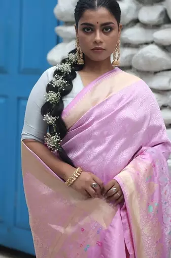 mauve hand woven katan silk blend zari woven all seasons sarees