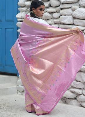mauve hand woven katan silk blend zari woven all seasons sarees 4