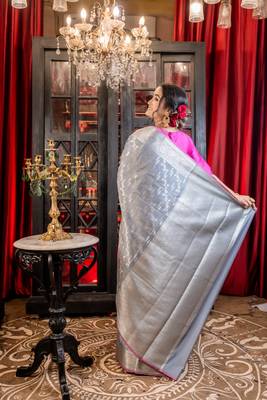 grey woven silk blend cotton zari woven all seasons sarees 4