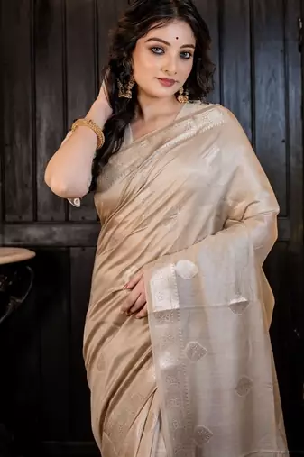 brown woven faux silk blend blend zari woven all seasons sarees
