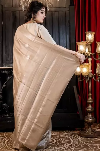 brown woven faux silk blend blend zari woven all seasons sarees