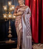 brown woven silk blend blend saree
