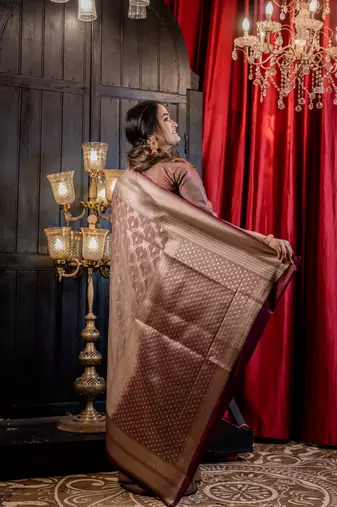 brown woven silk blend blend zari woven all seasons sarees