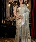 green woven silk blend blend saree