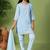 sky blue embroidered kurta pant set with dupatta