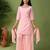 pink embroidered georgette kurta palazzo set