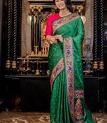 green woven silk blend blend saree