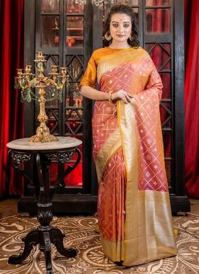 yellow woven silk blend blend zari woven all seasons sarees 1