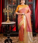 yellow woven silk blend blend saree