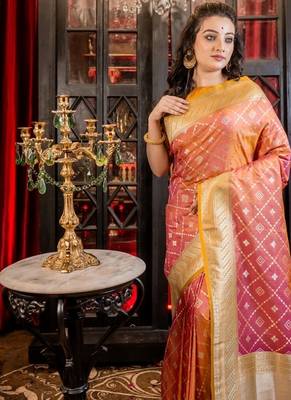 yellow woven silk blend blend zari woven all seasons sarees 2