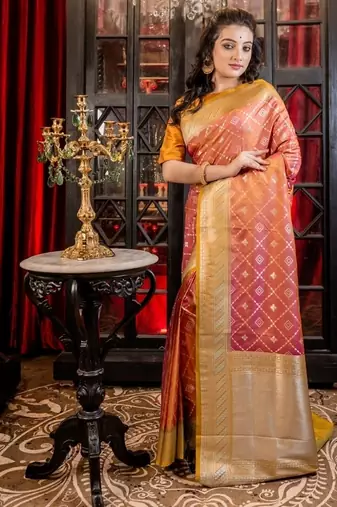 yellow woven silk blend blend zari woven all seasons sarees