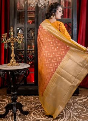 yellow woven silk blend blend zari woven all seasons sarees 4