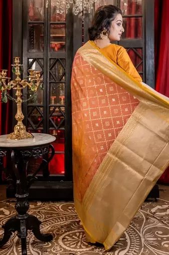 yellow woven silk blend blend zari woven all seasons sarees