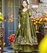 Green Embroidered Organza Anarkali Suit Set