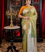 multicolor woven silk blend blend saree