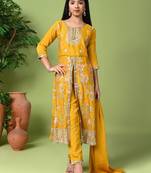 gold embroidered chinon salwar suit with dupatta