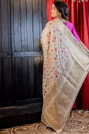 white woven silk blend blend zari woven all seasons sarees