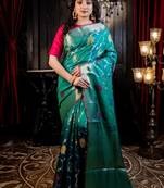 multicolor woven silk blend blend saree