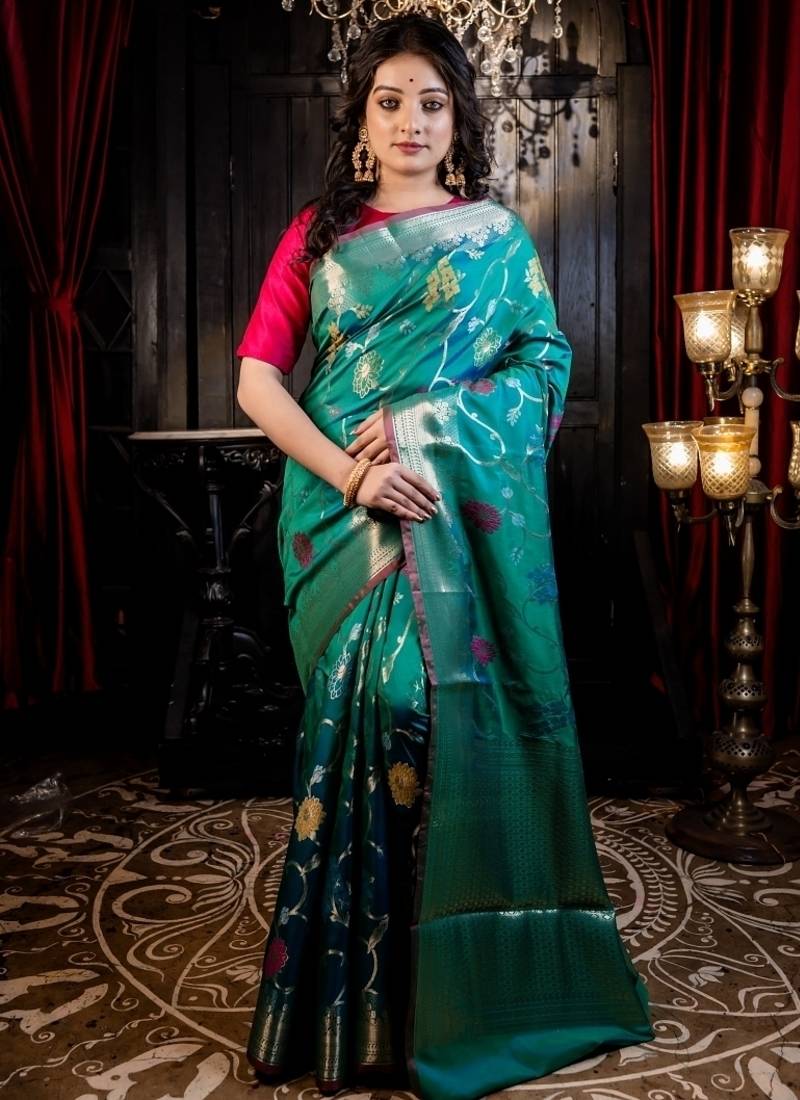 multicolor woven silk blend blend saree