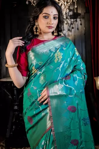 multicolor woven silk blend blend zari woven all seasons sarees